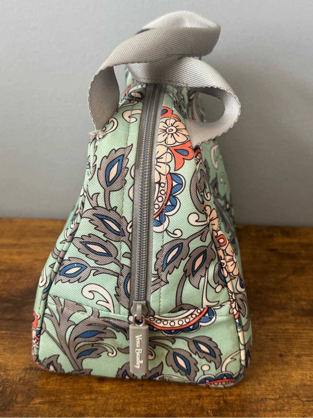 Vera‎ Bradley Insulated Lunch Tote Mint Green Paisley Floral Lunch Bag Zip